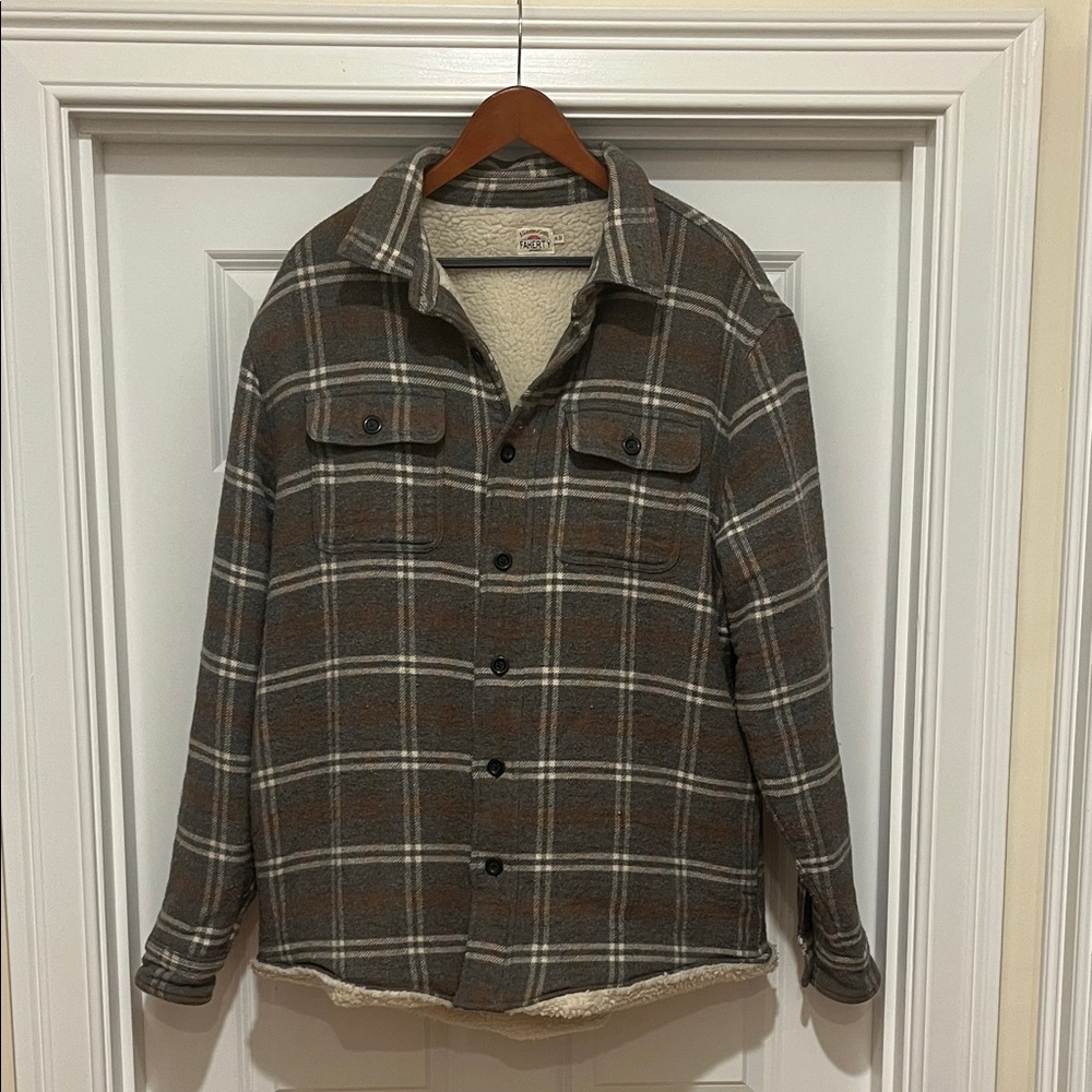 Faherty Cream Sherpa Jacket flannel